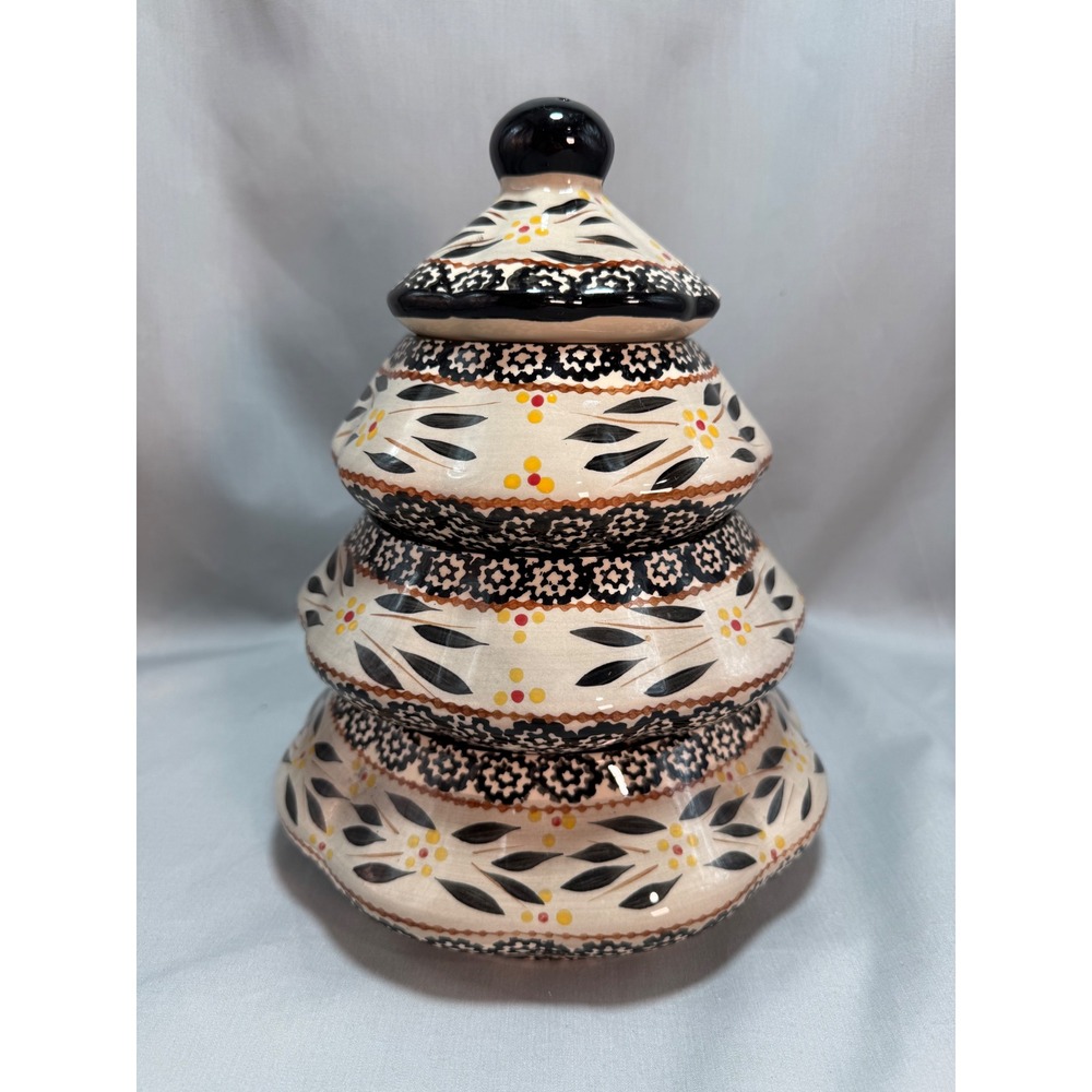 Temp-tations Old World Black Stacked Christmas Tree Serving Set Functional Decor